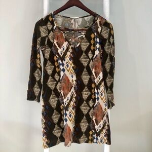 𝅺ENTRO Anthropologie Aztec boho swing dress medium